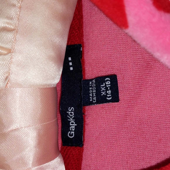 GapKids Vintage Y2K Heart Zip Up Hoodie Velour Girls XXL 14-16 Pink Red Full Zip - Picture 4 of 11